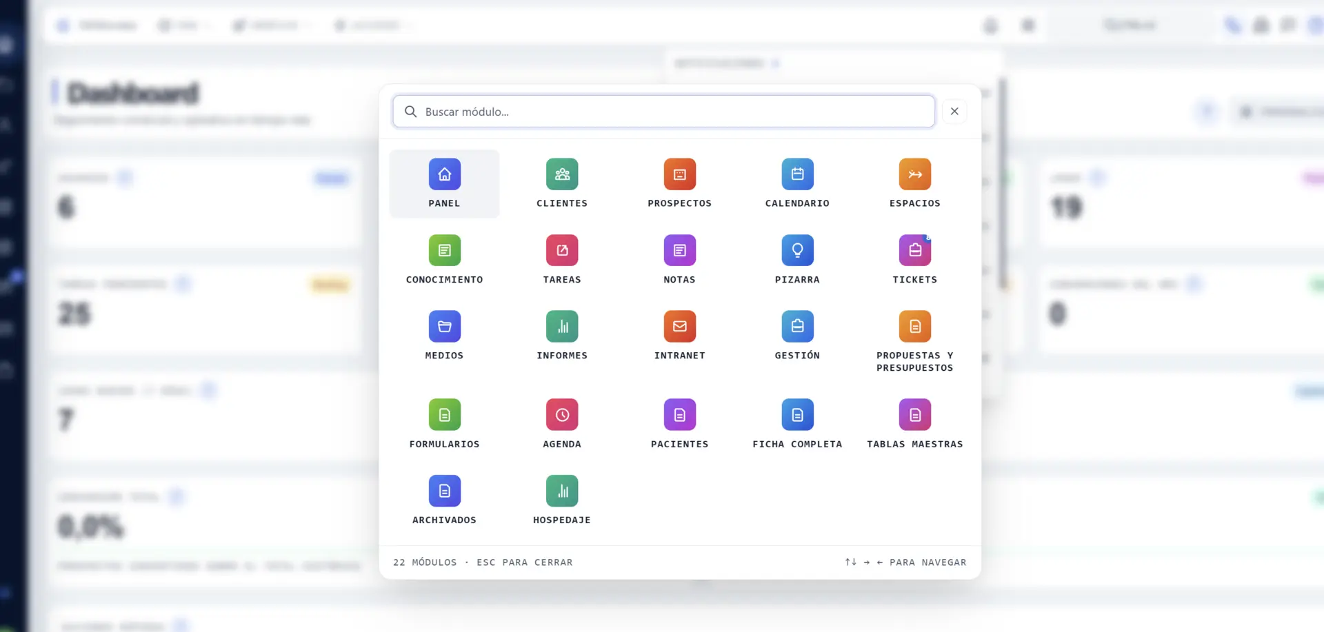 Lanzador de módulos del CRM