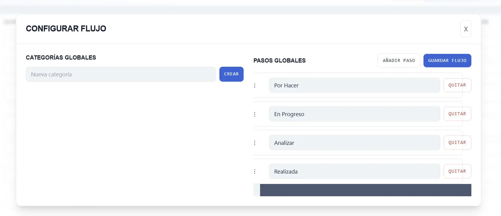 Configuración del flujo de Tareas
